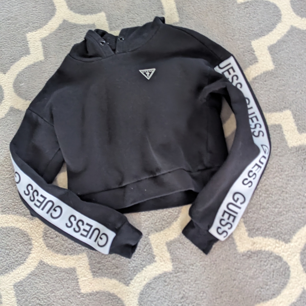 Guess Black Cropped Hoodie